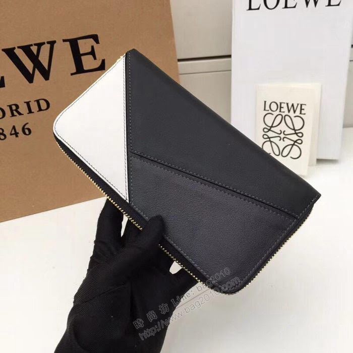 LOEWE錢包 122N89 頭層皮幾何錢包 羅意威原單長錢包  sl2049